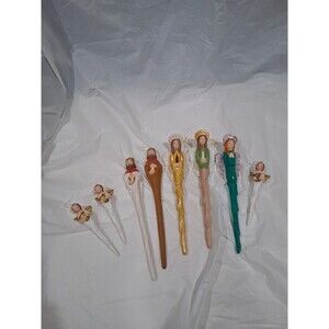 Christmas Ornament Lot Of 8 Vintage, Angels, Shepherds, Cherub Icicle Ceramic